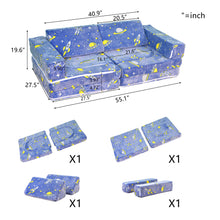 Load image into Gallery viewer, 8 pcs Modular Kids Play Couch,Toddler Couch Sofa, Space Blue HLD081
