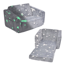 Load image into Gallery viewer, Kid-Friendly Foldable Sofa-Glow in The Dark Toddler Chairs Children's 2 in 1 Convertible Sofa to Lounger