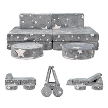Load image into Gallery viewer, 8 PCS Play Couch Sofa for Kids Medium Size, Grey Star HLD072