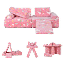 Load image into Gallery viewer, 10PCS Modular Kid Play Couch Toddler & Child Couch with 10 Convertible Pieces HLD077
