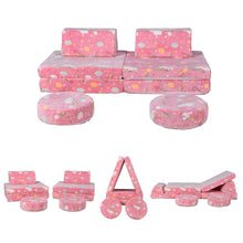 Load image into Gallery viewer, 10PCS Modular Kid Play Couch Toddler & Child Couch with 10 Convertible Pieces HLD076