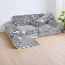 Load image into Gallery viewer, 9PCS Sectional Sofa for Creative Kids Girls and Boys Bedroom, Grey Star HLD082