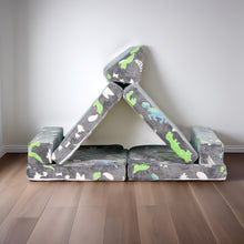 Load image into Gallery viewer, 8 PCS Play Couch Sofa for Kids Medium Size, Modular Kids Play Couch, Dinosaur Grey HLD080