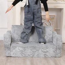 Load image into Gallery viewer, Kids Extra Wide Chairs for Toddler, 2-in-1 Toddler Soft Sherpa Couch Fold Out, Convertible Sofa to Lounger for Girls and Boys