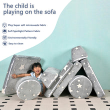 Load image into Gallery viewer, 10PCS Modular Kids Play Couch with Glow-in-Dark Star, Grey Star HLD083