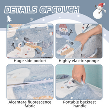 Load image into Gallery viewer, Toddler Chair – Convertible Glowing Snowman Flip-Out Kids Sofa | Kids Couch with Blanket – Soft Filled, Ideal for Playroom & Bedroom (Snowman)