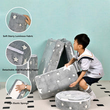 Load image into Gallery viewer, 9PCS Sectional Sofa for Creative Kids Girls and Boys Bedroom, Grey Star HLD082