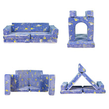 Load image into Gallery viewer, 8 pcs Modular Kids Play Couch,Toddler Couch Sofa, Space Blue HLD081