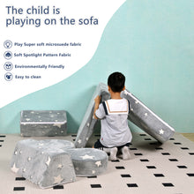 Load image into Gallery viewer, 8 PCS Play Couch Sofa for Kids Medium Size, Grey Star HLD072