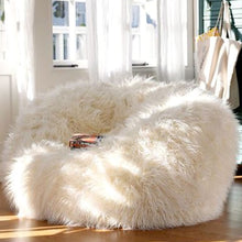 Load image into Gallery viewer, Fluffy Faux Fur White Bean Bag