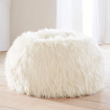 Load image into Gallery viewer, Fluffy Faux Fur White Bean Bag
