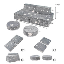 Load image into Gallery viewer, 8 PCS Play Couch Sofa for Kids Medium Size, Grey Star HLD072
