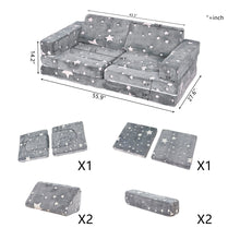 Load image into Gallery viewer, 10PCS Modular Kids Play Couch with Glow-in-Dark Star, Grey Star HLD083
