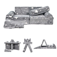 Load image into Gallery viewer, 9PCS Sectional Sofa for Creative Kids Girls and Boys Bedroom, Grey Star HLD082
