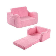 Load image into Gallery viewer, Kids Extra Wide Chairs for Toddler, 2-in-1 Toddler Soft Sherpa Couch Fold Out, Convertible Sofa to Lounger for Girls and Boys
