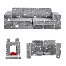 Load image into Gallery viewer, 10PCS Modular Kids Play Couch with Glow-in-Dark Star, Grey Star HLD083
