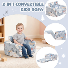 Load image into Gallery viewer, Toddler Chair – Convertible Glowing Snowman Flip-Out Kids Sofa | Kids Couch with Blanket – Soft Filled, Ideal for Playroom &amp; Bedroom (Snowman)
