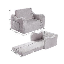 Load image into Gallery viewer, Kids Extra Wide Chairs for Toddler, 2-in-1 Toddler Soft Sherpa Couch Fold Out, Convertible Sofa to Lounger for Girls and Boys
