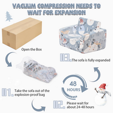 Load image into Gallery viewer, Toddler Chair – Convertible Glowing Snowman Flip-Out Kids Sofa | Kids Couch with Blanket – Soft Filled, Ideal for Playroom &amp; Bedroom (Snowman)
