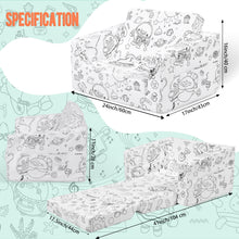 Load image into Gallery viewer, 2-in-1 Toddler Sofa Bed - Fairy Tale Coloring Kids Couch for Playroom, Convertible Sofa to Lounger Washable Cover
